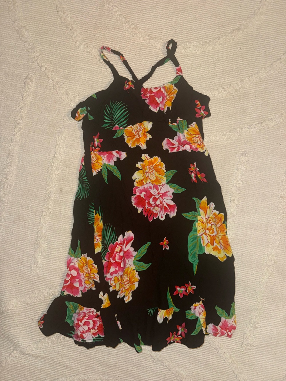 Old Navy Black Maxi Dress with Pink & Yellow Floral Print